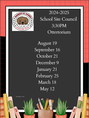 School Site Council Meeting dates